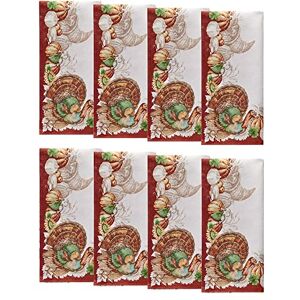 Elrene Home Fashions Holiday Turkey Bordered Fall Napkins, Seasonal Fall Cloth Napkins, 17" x 17", Set of 8 Elrene Home Fashions Holiday Turkey Bordered Fall Napkins, Seasonal Fall Cloth Napkins, 17" x 17", Set of 8