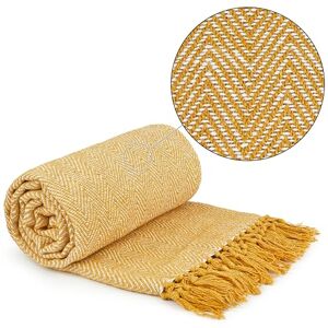 Emma Barclay Herringbone Recycled Cotton Patterned Chair Sofa Setee Bed Throw Over Blanket in Ochre Yellow 70x100 (178x254cm) Emma Barclay Herringbone Recycled Cotton Patterned Chair Sofa Setee Bed Throw Over Blanket in Ochre Yellow 70x100 (178x254cm)