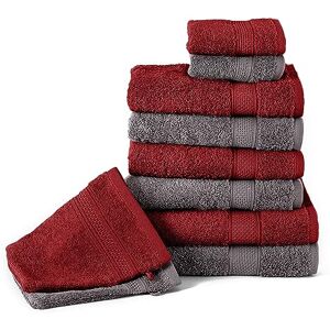 Komfortec Set of 10 Hand Towels, 4 Hand Towels 50 x 100 cm, 2 x Bath Towels 70 x 140 cm, 2 x Guest Towels 30 x 50 cm and 2 x Face Cloths 16 x 21 cm, 100% Cotton, Terry Cloth, Soft, Anthracite Komfortec Set of 10 Hand Towels, 4 Hand Towels 50 x 100 cm, 2 x Bath Towels 70 x 140 cm, 2 x Guest Towels 30 x 50 cm and 2 x Face Cloths 16 x 21 cm, 100% Cotton, Terry Cloth, Soft, Anthracite