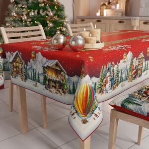 PETTI Artigiani Italiani Stain Resistant Rectangular Christmas Table Cover for Kitchen, Santa's Village Design X24 Seater (140 x 450 cm) 100% Made in Italy PETTI Artigiani Italiani Stain Resistant Rectangular Christmas Table Cover for Kitchen, Santa's Village Design X24 Seater (140 x 450 cm) 100% Made in Italy