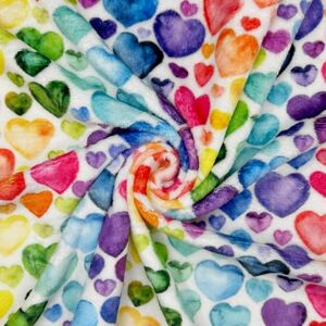 CRS Fur Fabrics Super Soft Cuddle Fleece Fabric Material Rainbow Love Hearts 1MTR CRS Fur Fabrics Super Soft Cuddle Fleece Fabric Material Rainbow Love Hearts 1MTR