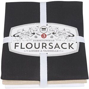 Now Designs Floursack Kitchen Towels, Set of Three, Black/Oyster/White Now Designs Floursack Kitchen Towels, Set of Three, Black/Oyster/White