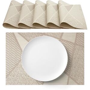 Agyo Set of 6 American Placemats 30 x 45 cm PVC Washable Non-Slip Beige Elegant Placemats Breakfast Lunch Dinner for Kitchen or Living Room Table Mod. 2 Agyo Set of 6 American Placemats 30 x 45 cm PVC Washable Non-Slip Beige Elegant Placemats Breakfast Lunch Dinner for Kitchen or Living Room Table Mod. 2