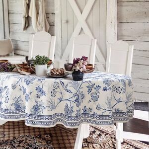 Yighty Blue Floral Oval Tablecloth 60x102 Inch, French Country, Polyester, Waterproof, Fits 36" x 74" to 48" x 90" Tables, Seats 8 to 10 People Yighty Blue Floral Oval Tablecloth 60x102 Inch, French Country, Polyester, Waterproof, Fits 36" x 74" to 48" x 90" Tables, Seats 8 to 10 People