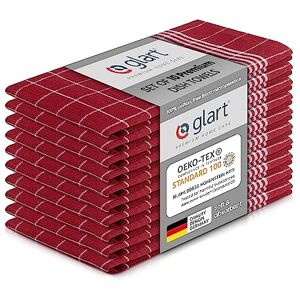 Glart 48RI2 Set of 10 Kitchen Towels 50x70 cm made of 100% Cotton in red, OEKO-TEX Standard 100 certified, lint-free, washable, prewashed for kitchen and dishwashing. Glart 48RI2 Set of 10 Kitchen Towels 50x70 cm made of 100% Cotton in red, OEKO-TEX Standard 100 certified, lint-free, washable, prewashed for kitchen and dishwashing.