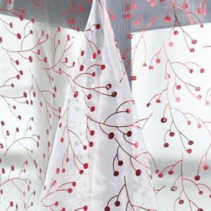 CALITEX Festive Berries Fabric Tablecloth Red Berries Design Perfect for Christmas L CALITEX Festive Berries Fabric Tablecloth Red Berries Design Perfect for Christmas L