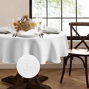 Elrene Home Fashions Laurel Solid Texture Water and Stain Resistant Tablecloth, 60"X84" Oval, White Elrene Home Fashions Laurel Solid Texture Water and Stain Resistant Tablecloth, 60"X84" Oval, White
