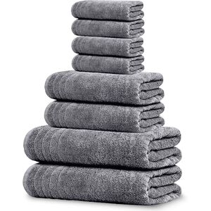 Tens Towels 8 Piece Towels Set, 2 Extra Large Bath Towels, 2 Hand Towels, 4 Washcloths, 100% Cotton, Lighter Weight, Quicker to Dry, Super Absorbent, Perfect Bathroom Towels Set (Dark Grey) Tens Towels 8 Piece Towels Set, 2 Extra Large Bath Towels, 2 Hand Towels, 4 Washcloths, 100% Cotton, Lighter Weight, Quicker to Dry, Super Absorbent, Perfect Bathroom Towels Set (Dark Grey)
