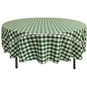 LA Linen Poly Checkered Round Tablecloth, 90-Inch, Green/White LA Linen Poly Checkered Round Tablecloth, 90-Inch, Green/White