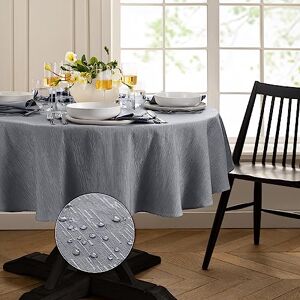 Elrene Home Fashions Continental Solid Texture Water and Stain Resistant Tablecloth, 90" Round, Gray Elrene Home Fashions Continental Solid Texture Water and Stain Resistant Tablecloth, 90" Round, Gray