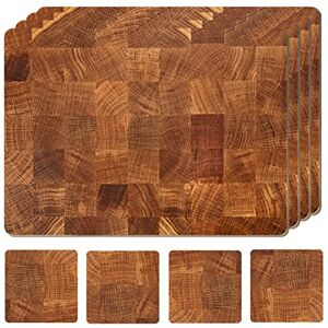 Moderry Set of 4 Heat Resistant Cork Placemats for Dining Table with Free Set of 4 Matching Drink Coasters Marble Design 16 x 12 Inches Cork Backed Hard Placemats (Honey Oak) Moderry Set of 4 Heat Resistant Cork Placemats for Dining Table with Free Set of 4 Matching Drink Coasters Marble Design 16 x 12 Inches Cork Backed Hard Placemats (Honey Oak)