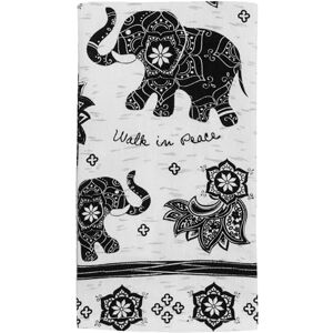 Karma KA1019 Boho Black and White Tea Towels, Cotton, Elephant Karma KA1019 Boho Black and White Tea Towels, Cotton, Elephant