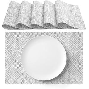 Agyo Set of 6 Woven PVC Placemats Model 5 Grey 30 × 45 cm Easy to Clean Non Slip Perfect for Kitchen, Dining and Outdoor Agyo Set of 6 Woven PVC Placemats Model 5 Grey 30 × 45 cm Easy to Clean Non Slip Perfect for Kitchen, Dining and Outdoor
