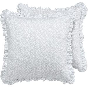 Laura Ashley Decorative Pillow Case for Bedroom and Home Décor, Cotton, Chloe Blue, European-Square Laura Ashley Decorative Pillow Case for Bedroom and Home Décor, Cotton, Chloe Blue, European-Square