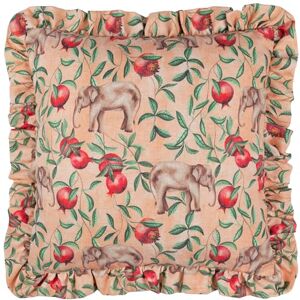furn. Wylder Tropics Okara Elephant Printed Ruffle Polyester Filled Cushion Peach/Linen 50x50cm furn. Wylder Tropics Okara Elephant Printed Ruffle Polyester Filled Cushion Peach/Linen 50x50cm