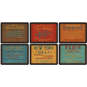 Pimpernel Set of 6 Retro Placemats for Table 5mm Cork-Backed Placemats Featuring Classic Food Menu Snippets, Heat Resistant to Protect Work Surfaces, 30.5 x 23cm Pimpernel Set of 6 Retro Placemats for Table 5mm Cork-Backed Placemats Featuring Classic Food Menu Snippets, Heat Resistant to Protect Work Surfaces, 30.5 x 23cm