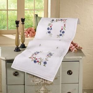 DECO-LINE Blue Pansy 40X100CM Printed Table Runner Embroidery KIT, WHITE DECO-LINE Blue Pansy 40X100CM Printed Table Runner Embroidery KIT, WHITE