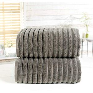 Rapport Home Rapport Ribbed 2 Piece 100% Cotton Towel Set, Charcoal, Bath Sheet-90 x 140cms Rapport Home Rapport Ribbed 2 Piece 100% Cotton Towel Set, Charcoal, Bath Sheet-90 x 140cms