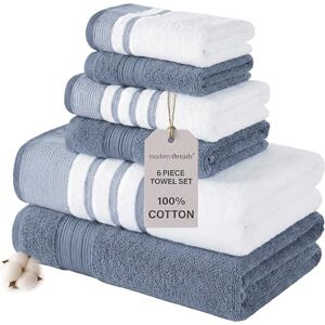 Modern Threads Cotton Towels Set - White/Contrast Reinhart Denim Modern Threads Cotton Towels Set - White/Contrast Reinhart Denim