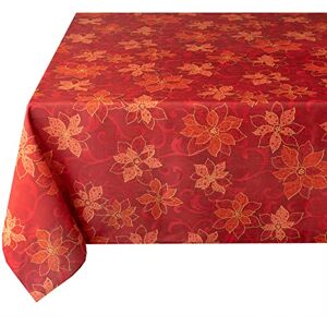 Benson Mills Poinsettia Scroll Printed Rectangle Fabric Table Cloth, Winter, Holiday and Christmas Tablecloth (60" X 120" Rectangular, Red) Benson Mills Poinsettia Scroll Printed Rectangle Fabric Table Cloth, Winter, Holiday and Christmas Tablecloth (60" X 120" Rectangular, Red)