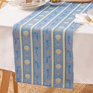 Blue Sea Shells Indoor Outdoor Table Runner - Table Runner - Coastal design Blue Sea Shells Indoor Outdoor Table Runner - Table Runner - Coastal design