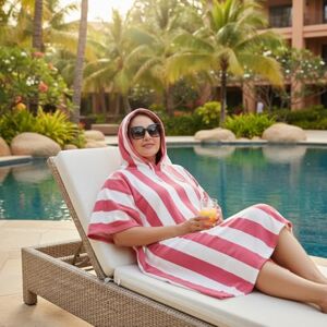 GC GAVENO CAVAILIA Poncho Towel Adult Changing Robe Women Men for Beach, Bath, Swimming Poncho with Hooded Lightweight, Super Absorbent Quick Drying Towel Changing Robe 108x85cm, Pink GC GAVENO CAVAILIA Poncho Towel Adult Changing Robe Women Men for Beach, Bath, Swimming Poncho with Hooded Lightweight, Super Absorbent Quick Drying Towel Changing Robe 108x85cm, Pink