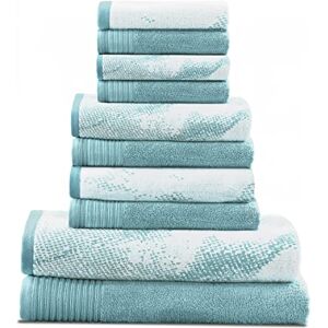 Superior Cotton 10 Piece Assorted Solid and Marble Towel Set, Includes 2 Bath, 4 Hand, 4 Washcloths/Face Towels, Soft, Absorbent, Decorative Bathroom Accessories, Home Essentials, Teal Superior Cotton 10 Piece Assorted Solid and Marble Towel Set, Includes 2 Bath, 4 Hand, 4 Washcloths/Face Towels, Soft, Absorbent, Decorative Bathroom Accessories, Home Essentials, Teal