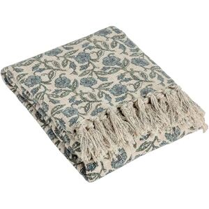 Paoletti Delphine Floral Cotton Throw, 130 x 170cm, Delph Blue Paoletti Delphine Floral Cotton Throw, 130 x 170cm, Delph Blue