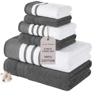 Modern Threads Cotton Towel Set - 6 Piece White/Contrast Reinhart Modern Threads Cotton Towel Set - 6 Piece White/Contrast Reinhart