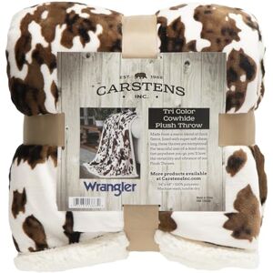 Carstens , INC. Wrangler Ultra Premium Super Soft Plush Sherpa Fleece Oversized Throw Blanket 54" x 68", Tri-Color Cowhide Carstens , INC. Wrangler Ultra Premium Super Soft Plush Sherpa Fleece Oversized Throw Blanket 54" x 68", Tri-Color Cowhide