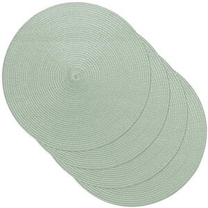 Venilia Green Round Placemat, Table Linen, Placemats for Dining Room, Woven, Set of 4, Food Safe, 38 cm, 59123 Venilia Green Round Placemat, Table Linen, Placemats for Dining Room, Woven, Set of 4, Food Safe, 38 cm, 59123