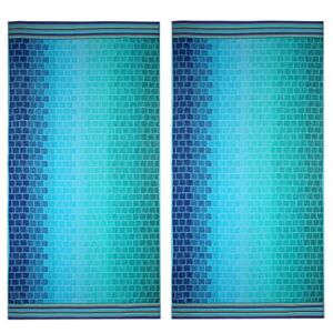 Craft Oversized XL Beach Towel 39 x 68-2 Pack 100% Cotton Velour Big & Huge Pool Picnic Bath Double Woven Jacquard Thick Plush Super Soft Luxury 450 GSM Blue Tiles Craft Oversized XL Beach Towel 39 x 68-2 Pack 100% Cotton Velour Big & Huge Pool Picnic Bath Double Woven Jacquard Thick Plush Super Soft Luxury 450 GSM Blue Tiles