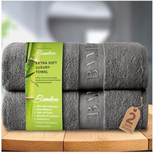 GC GAVENO CAVAILIA Bamboo Bath Sheet Extra Large (80x140cm) 500 GSM Super Water Absorbent Towels Large Bamboo Towels 2 Pack (60% Bamboo, 40% Cotton) Extra Soft Towel Bath Sheets Charcoal GC GAVENO CAVAILIA Bamboo Bath Sheet Extra Large (80x140cm) 500 GSM Super Water Absorbent Towels Large Bamboo Towels 2 Pack (60% Bamboo, 40% Cotton) Extra Soft Towel Bath Sheets Charcoal