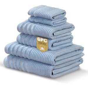 Rapport Home Linear 6-Piece Towel Bale Bale Sky Blue Luxurious 100% Cotton 500gsm Bathroom Set Rapport Home Linear 6-Piece Towel Bale Bale Sky Blue Luxurious 100% Cotton 500gsm Bathroom Set