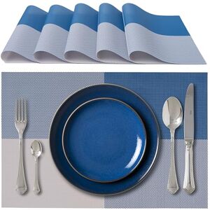 IPEA Elegant American Placemats 45 x 30 cm for Dinner, Lunch, Breakfast 6 Units Washable Placemats, Heat Resistant, Non-Slip, Stain Resistant for Kitchen and Dining Table Blue IPEA Elegant American Placemats 45 x 30 cm for Dinner, Lunch, Breakfast 6 Units Washable Placemats, Heat Resistant, Non-Slip, Stain Resistant for Kitchen and Dining Table Blue