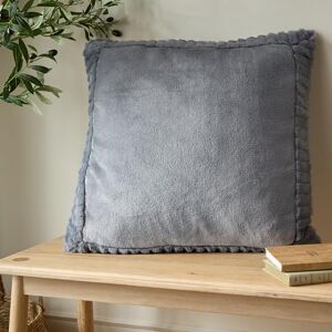 Catherine Lansfield Velvet And Faux Fur Filled Cushion 55x55cm Charcoal Catherine Lansfield Velvet And Faux Fur Filled Cushion 55x55cm Charcoal