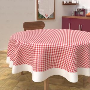 Soleil d'ocre , Stain-Resistant Round Cotton Tablecloth Diameter 160 cm Gingham Red Soleil d'ocre , Stain-Resistant Round Cotton Tablecloth Diameter 160 cm Gingham Red