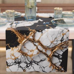 PETTI Artigiani Italiani - Modern Elegant Black Marble Effect Table Runner - Table Runner PETTI Artigiani Italiani - Modern Elegant Black Marble Effect Table Runner - Table Runner