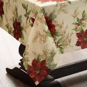 Elrene Home Fashions Festive Poinsettia Holiday Fabric Tablecloth, Multi, 60"x102" Rectangle Tablecloth Elrene Home Fashions Festive Poinsettia Holiday Fabric Tablecloth, Multi, 60"x102" Rectangle Tablecloth