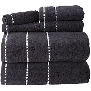 Lavish Home Luxury Cotton Towel Set- Quick Dry, Zero Twist and Soft 6 Piece Set With 2 Bath Towels, 2 Hand Towels and 2 Washcloths (Black/White) Lavish Home Luxury Cotton Towel Set- Quick Dry, Zero Twist and Soft 6 Piece Set With 2 Bath Towels, 2 Hand Towels and 2 Washcloths (Black/White)