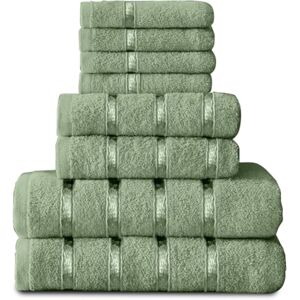 GC GAVENO CAVAILIA 8 Piece Egyptian Cotton Towels Quick Dry Highly Absorbent Bathroom Towel Bale (4 Face Towel + 2 Hand Towel + 2 Bath Towel) Sage Green GC GAVENO CAVAILIA 8 Piece Egyptian Cotton Towels Quick Dry Highly Absorbent Bathroom Towel Bale (4 Face Towel + 2 Hand Towel + 2 Bath Towel) Sage Green