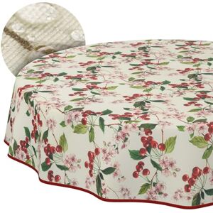 ANRO Tablecloth Fabric Washable Tablecloth Easy Care Lotus Effect Dirt- and Water-Repellent for Indoor Outdoor Use Round 140 cm with Hem (Edged) Cherry ANRO Tablecloth Fabric Washable Tablecloth Easy Care Lotus Effect Dirt- and Water-Repellent for Indoor Outdoor Use Round 140 cm with Hem (Edged) Cherry