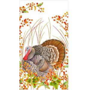 Caspari Turkey and Berries Guest Towel Napkins 15 Per Package Caspari Turkey and Berries Guest Towel Napkins 15 Per Package