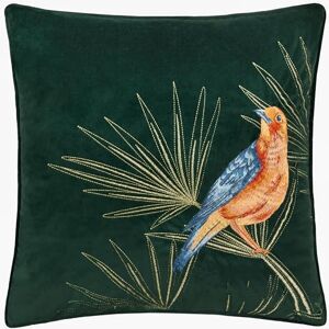 Paoletti Odisha Exotic Bird Embroidered Cushion Cover Emerald 45x45cm Paoletti Odisha Exotic Bird Embroidered Cushion Cover Emerald 45x45cm