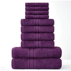 GC GAVENO CAVAILIA Towels Family Bale Set 10 Piece 100% Egyptian Cotton, 4x Face 4x Hand 2x Bath Towel, Premium Quality Highly Water Absorbent Bathroom Accessories, Machine Washable, Purple GC GAVENO CAVAILIA Towels Family Bale Set 10 Piece 100% Egyptian Cotton, 4x Face 4x Hand 2x Bath Towel, Premium Quality Highly Water Absorbent Bathroom Accessories, Machine Washable, Purple