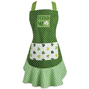 DII 100% Cotton, Holiday Women Cute Ruffle Apron, Kitchen Basic, Adjustable Neck & Waist Ties, Cooking, Baking, Crafting and More, St. Patricks Day Gift Kiss Me DII 100% Cotton, Holiday Women Cute Ruffle Apron, Kitchen Basic, Adjustable Neck & Waist Ties, Cooking, Baking, Crafting and More, St. Patricks Day Gift Kiss Me