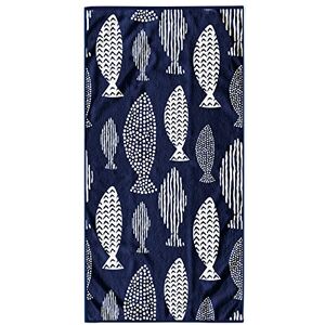 RESTILO DecoKing Beach Towel Large 90 x 180 cm Cotton Terry Velour Bath Towel Blue White Fish RESTILO DecoKing Beach Towel Large 90 x 180 cm Cotton Terry Velour Bath Towel Blue White Fish
