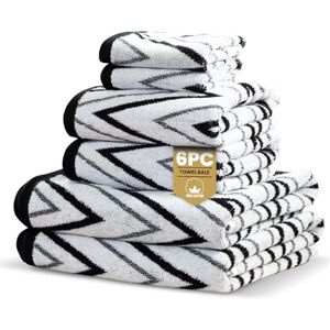 Rapport Home Helix 6-Piece Towel Bale Luxurious 100% Cotton 500GSM Set for Soft Absorbent Comfort, Quick-Dry Use and Elegant Bathroom Style Bale Mono Black Rapport Home Helix 6-Piece Towel Bale Luxurious 100% Cotton 500GSM Set for Soft Absorbent Comfort, Quick-Dry Use and Elegant Bathroom Style Bale Mono Black