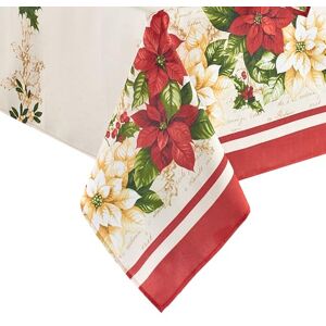 Elrene Home Fashions Red and White Poinsettia Holiday Wrinkle Resistant Fabric Tablecloth - Tablecloth Elrene Home Fashions Red and White Poinsettia Holiday Wrinkle Resistant Fabric Tablecloth - Tablecloth
