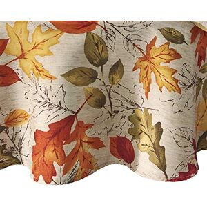 Elrene Home Fashions Autumn Leaves Fall Printed Tablecloth, Holiday Table Cover for Formal or Everyday Use, 70" Round Elrene Home Fashions Autumn Leaves Fall Printed Tablecloth, Holiday Table Cover for Formal or Everyday Use, 70" Round